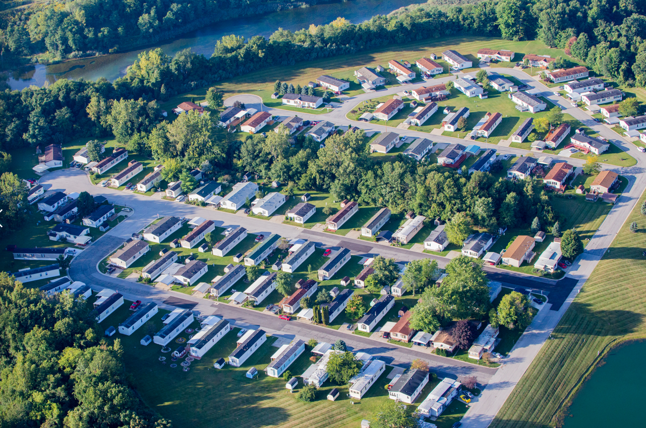 aerial view mobile park
